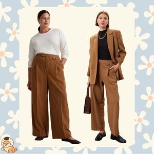 Madewell Rosedale High-Rise Straight Pant in Pinstripe, Fallen Timber, Sz 4